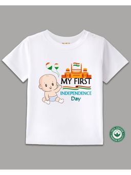 BLUSHES - White Independence Day Theme Half Sleeve T-Shirt