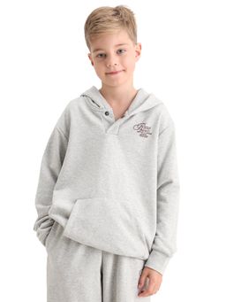 RARE ONES - Kids Arno Melange Grey Cotton Blend Hd Print Oversized Sweatshirt