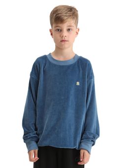 RARE ONES - Kids Ellis Dusky Blue Cotton Pull On Boxy Fit Sweatshirt