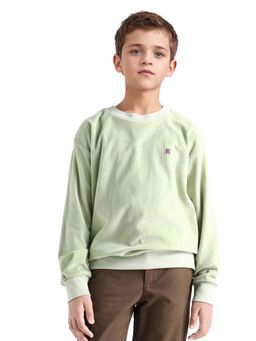 RARE ONES - Kids Ellis Light Green Cotton Pull On Crew Neck Full Sleeves Fit Sweatshirt
