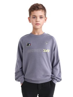RARE ONES - Kids Jag Dusky Purple Cotton Blend Hd Print Oversized Sweatshirt