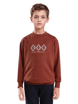 RARE ONES - Kids Niko Rust Cotton Solid Oversized Sweatshirt