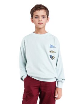 RARE ONES - Kids Riker Pastel Blue Cotton Pull On Crew Neck Full Sleeves Fit Sweatshirt