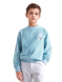 RARE ONES - Kids Rosco Light Blue Printed Cotton Oversized Sweatshirt