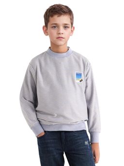 RARE ONES - Kids Rosco Light Purple Cotton Printed Oversized Sweatshirt