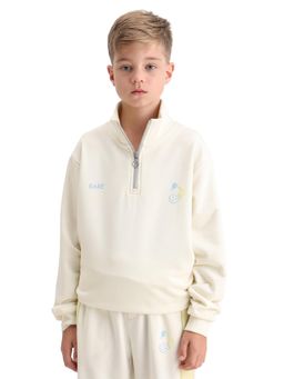 RARE ONES - Kids Tage Off White Cotton Blend Oversized Sweatshirt
