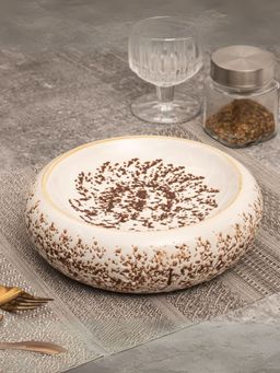 Smokey Cocktail - Round Stoneware Serving Platter - White