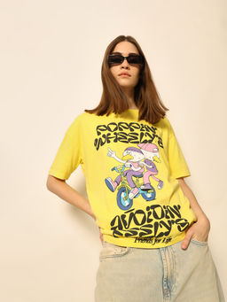 ONLY - Women Yellow Printed T-Shirt