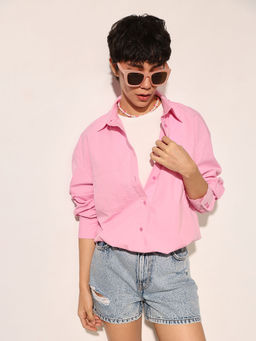 ONLY - Women Pink Solid Casual Shirt