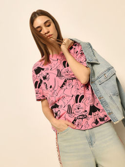 ONLY - Women Pink Printed T-Shirt