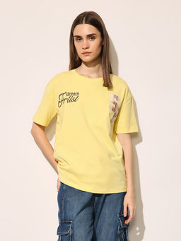 ONLY - Women Yellow Printed T-Shirt