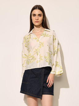 ONLY - Women Yellow Abstract Casual Shirt