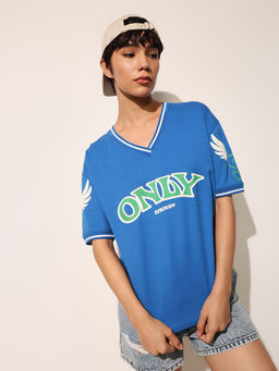 ONLY - Women Blue Printed T-Shirt