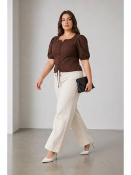Virgio - Solid Cotton Corset Inspired Plus Size Top