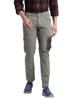 WILDCRAFT - Cotton Solid Olive Skinny Fit Casual Trousers