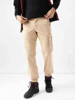 WILDCRAFT - Cotton Solid Beige Skinny Fit Casual Trousers