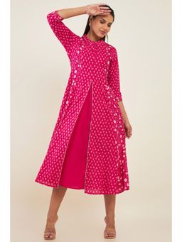 Soch - Women Pink Cotton Floral Dress