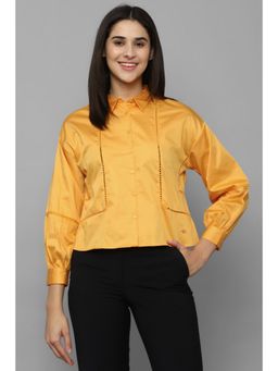 Allen Solly - Women Yellow Solid Long Sleeves Shirt