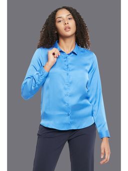 Allen Solly - Women Blue Solid Long Sleeves Shirt