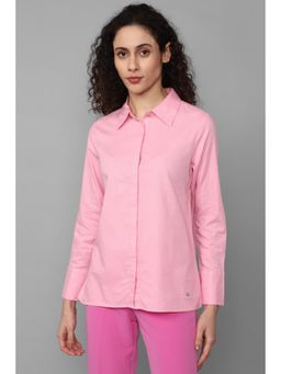 Allen Solly - Women Pink Solid Long Sleeves Shirt