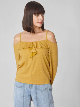VERO MODA - Mustard Cold Shoulder Top