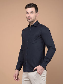 CRIMSOUNE CLUB - Mens Navy Blue Linen Shirt