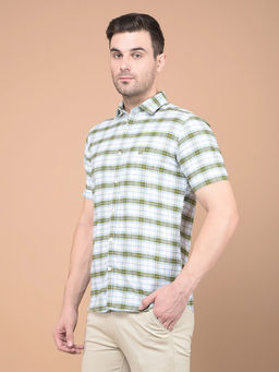 CRIMSOUNE CLUB - Mens Green Checked 100% Cotton Shirt