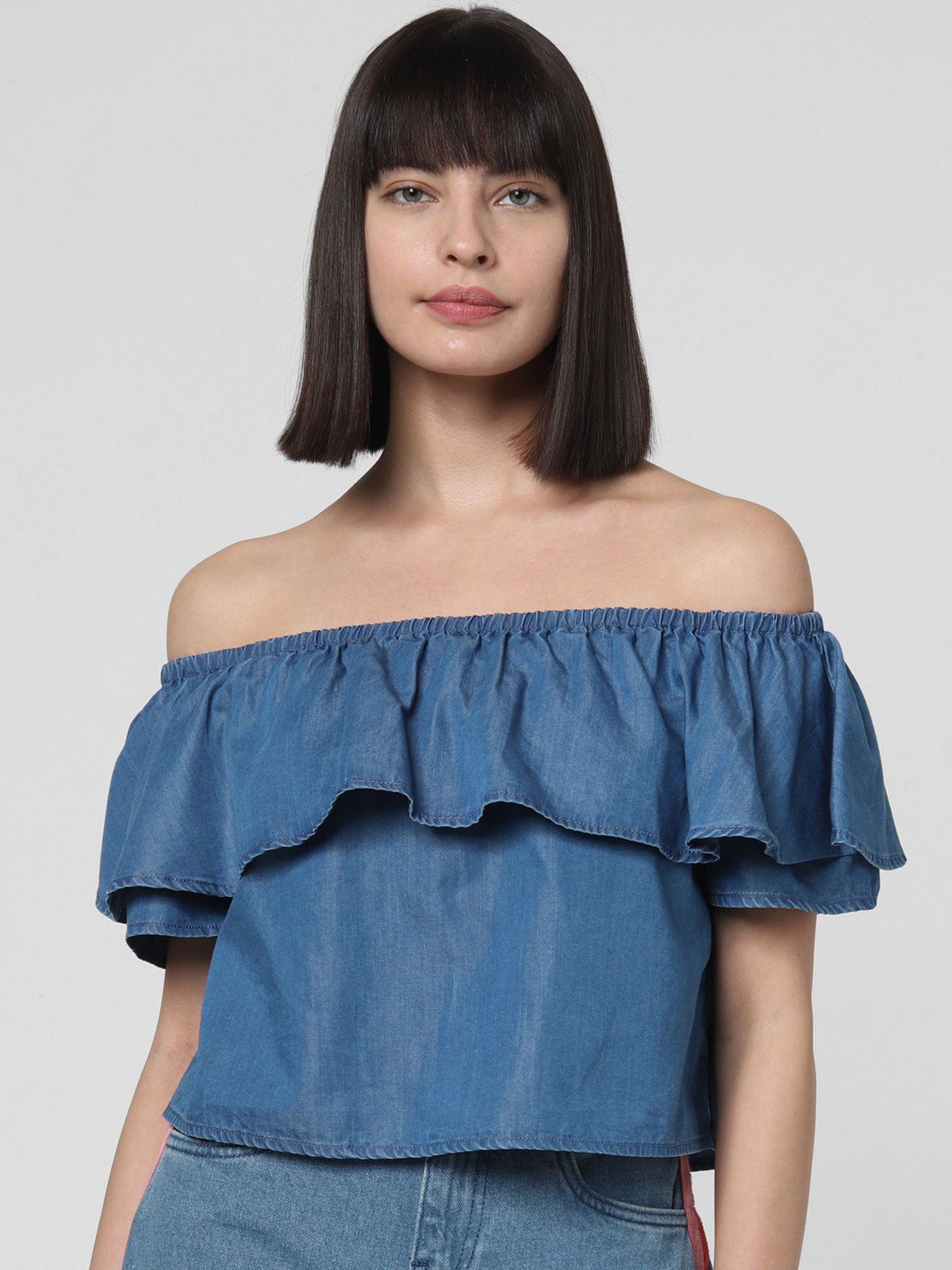 Buy VERO MODA Blue Denim Off-Shoulder 