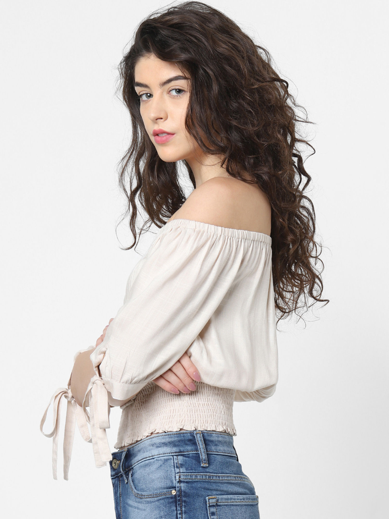 Buy ONLY Beige Off Shoulder Top Online 