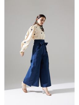 Dorabi - Dark Blue Wrap Around Palazzo