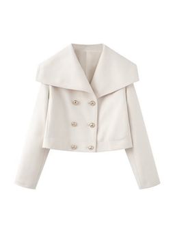 MISS MOSA BY AKANKSHA - Amory Luxe Winter Crop Off White Blazer Jacket