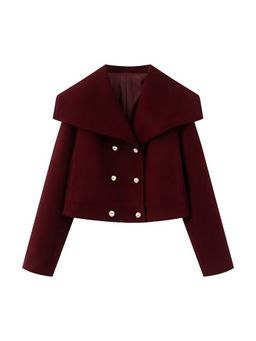 MISS MOSA BY AKANKSHA - Amory Luxe Winter Crop Wine Blazer Jacket