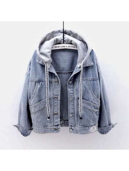 MISS MOSA BY AKANKSHA - Athena Denim Blue Jacket with Hoodie Cap