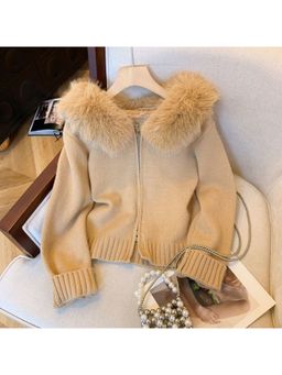 MISS MOSA BY AKANKSHA - Zeta Fur Woolen Brown Jacket