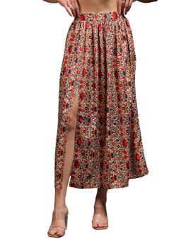 Trend Arrest - Women Red Midi Flared Skirt