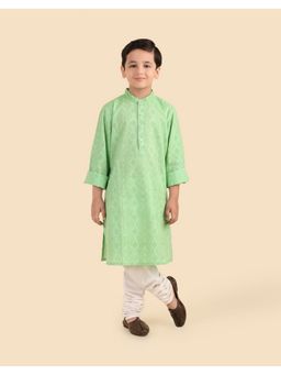 Fabindia - Green Printed Boys Long Kurta