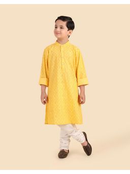 Fabindia - Yellow Printed Boys Long Kurta