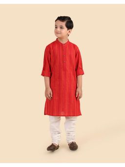 Fabindia - Red Stripes Boys Long Kurta