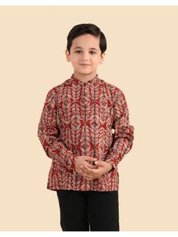 Fabindia - Red Printed Boys Short Kurta