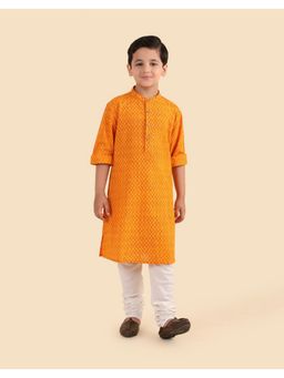 Fabindia - Yellow Printed Boys Long Kurta