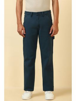 Allen Solly - Men Navy Blue Solid Casual Trouser