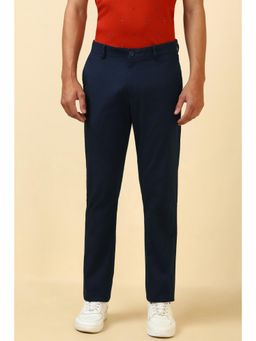 Allen Solly - Men Navy Blue Textured Casual Trouser