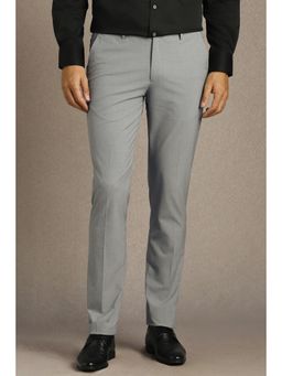 Louis Philippe - Men Grey Solid Flat Front Formal Trouser
