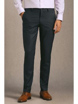 Louis Philippe - Men Black Solid Flat Front Formal Trouser