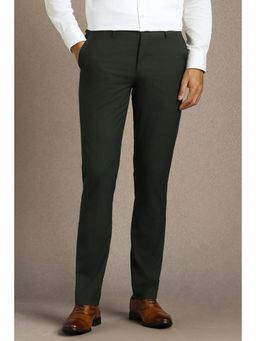 Louis Philippe - Men Green Solid Flat Front Formal Trouser
