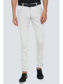 Louis Philippe - Men Grey Slim Fit Solid Flat Front Casual Trouser