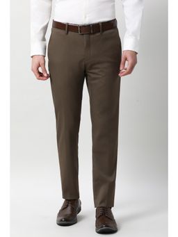 Peter England - Men Brown Solid Formal Trouser