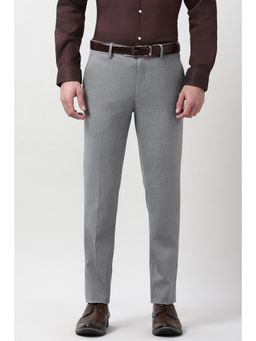 Peter England - Men Grey Check Formal Trouser