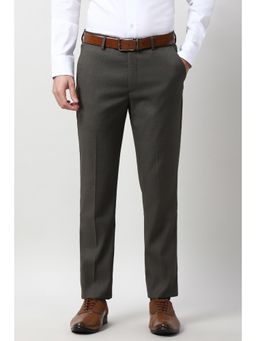Peter England - Men Grey Solid Formal Trouser