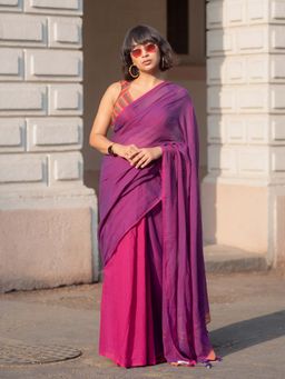 Suta - Pink Solid Pure Mul Cotton Saree Without Blouse Piece